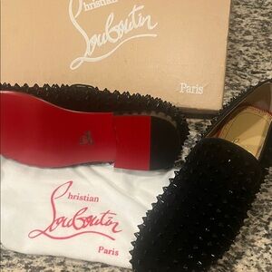 Christian Louboutin Black Spiked Loafers
